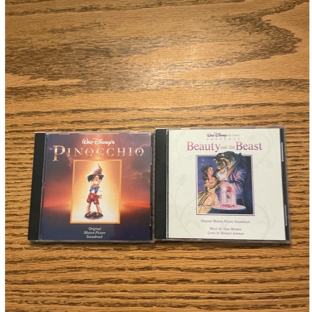Disney Pinocchio & Beauty and the Beast Soundtrack CD Bundle 1991 1992 CD